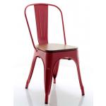 Tolix Ahşap Oturaklı Sandalye Kırmızı