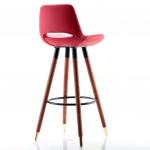 Rasko pirinç uçlu ceviz ayaklı Bar Sandalyesi Kırmızı