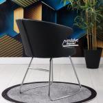 Rivera Krom Transmisyon Ayaklı Metal Sandalye (Siyah Deri)