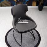 Simge Boyalı Transmisyon Ayaklı Metal Sandalye (Koyu Gri Nubuk)