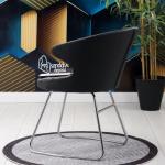 Rivera Krom Transmisyon Ayaklı Metal Sandalye (Siyah Deri)