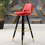 Rasko Gold Renk Kaplama Bar Sandalyesi (Kırmızı Deri)