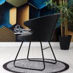 Rivera Boyalı Transmisyon Ayaklı Metal Sandalye (Siyah Deri)