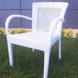 Açelya alüminyum rattan sandalye kollu beyaz
