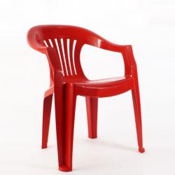 Çubuklu kollu plastik sandalye kırmızı