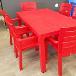90x150 Plastik Masa Sandalye Takımı Kırmızı