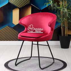 Rivera Boyalı Transmisyon Ayaklı Metal Sandalye (Fuşya Kumaş)