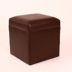 Kare deri döşemeli puf