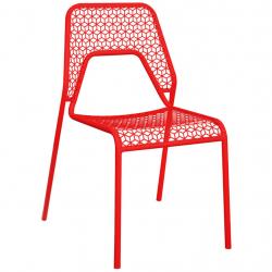 Güneş kolsuz metal sandalye kırmızı