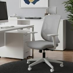 Tokyo Beyaz Ayaklı Sabit Kollu Müdür Koltuğu ( Açık Gri File)