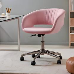Gen Krom Ayaklı Çalışma Koltuğu (Pembe Kumaş)