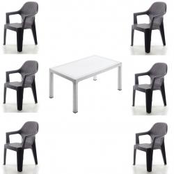 Plastik Sandalye Ve Masa Takımı 03 ( 6+1 )