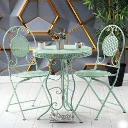 Morena Metal Sandalye Ve Masa Takımı Beyaz 2+1