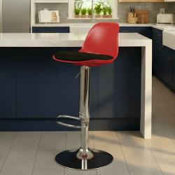 Tesla krom ayaklı bar sandalyesi kırmızı siyah