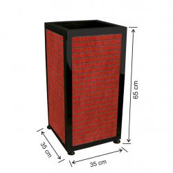 28 Lt54 Lt Ahşap Tuğla Dekorlu Çöp KovasıAhşap Dekorlu Çöp Kovası