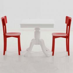 Thonet Sandalye Masa Takımı İkili Kırmızı Beyaz