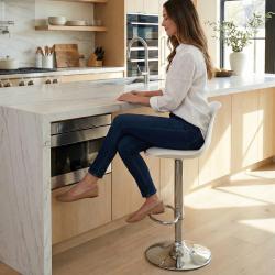 Tesla Beyaz Minderli Bar Sandalyesi