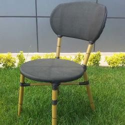 Sechman bamboo görünümlü rattan sandalye füme