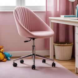 Milo Krom Ayaklı Çalışma Koltuğu (Pembe Kumaş)