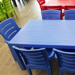 90x150 Plastik Masa Sandalye Takımı Mavi