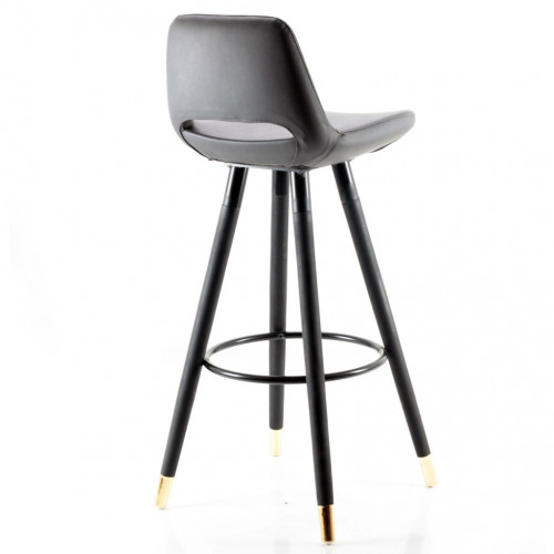 Rasko pirinç uçlu siyah ahşap ayaklı Bar Sandalyesi (Koyu Gri)