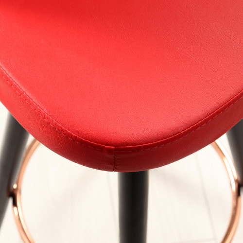 Gabriel Bakır Renk Kaplama Bar Sandalyesi (Kırmızı Deri)