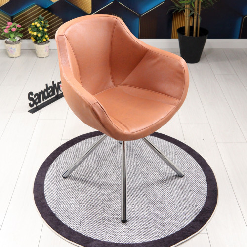 Focus Silindir Krom Metal Ayaklı Sandalye (Kahve Nubuk)