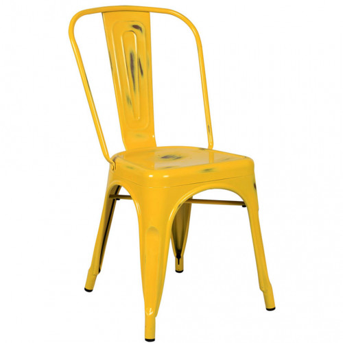 Tolix Sandalye Eskitme Sarı Renk