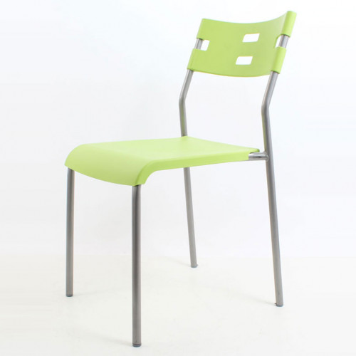 Ses poliproplen metal ayaklı plastik sandalye yeşil