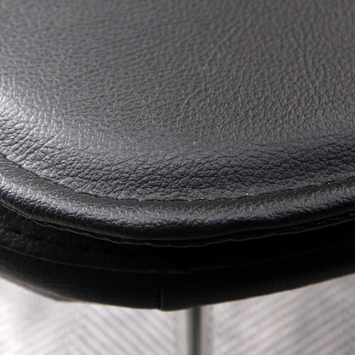 Simge Krom Transmisyon Ayaklı Sandalye (Siyah Deri)