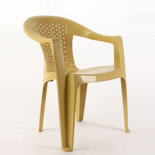 Hasırlı kollu plastik sandalye krem