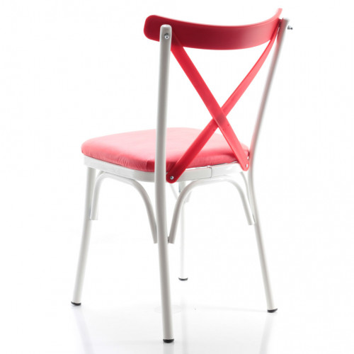 Paris Thonet Metal Sandalye Pembe Beyaz