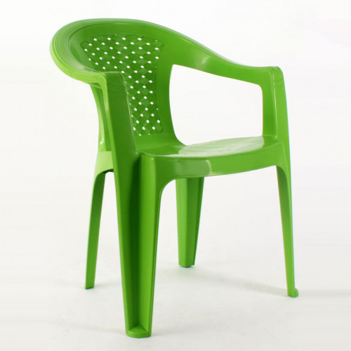 Hasırlı kollu plastik sandalye Yeşil