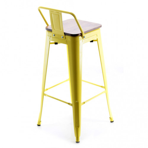 Sırtlı Tolix Bar Sandalyesi Sarı Ahşap 77 cm