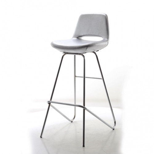Rasko Eyfel Ayaklı Bar Sandalyesi gümüş deri