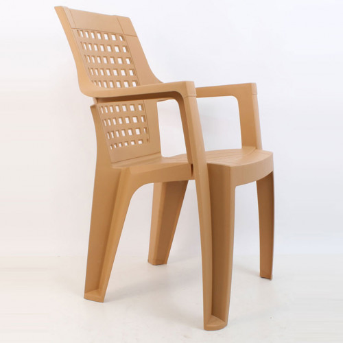 Simetri kollu plastik sandalye teak