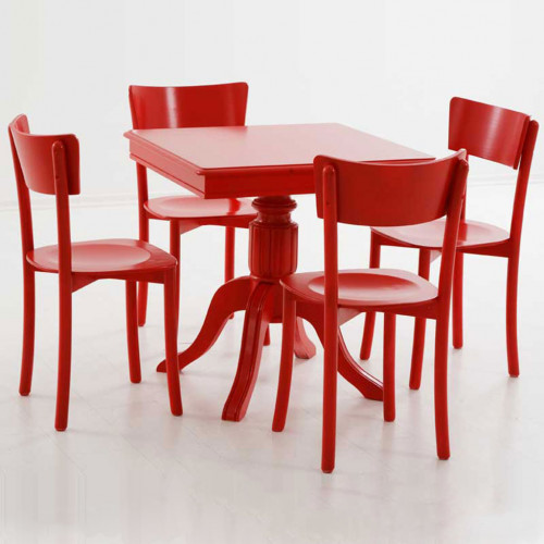 Thonet Sandalye Masa Takımı Dörtlü Kırmızı