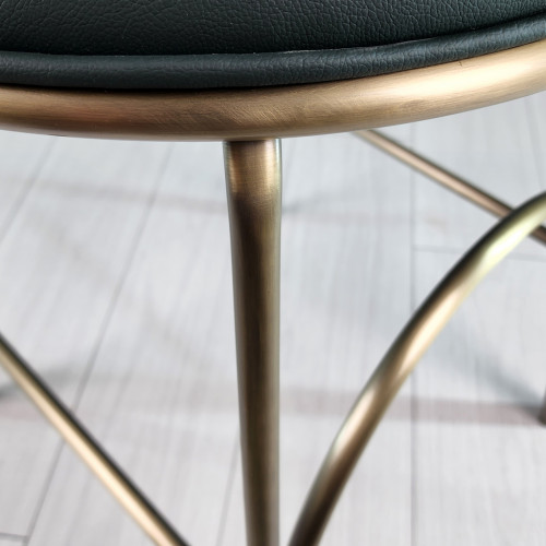 Rosin Metal Bar Sandalyesi (Koyu Yeşil Deri)