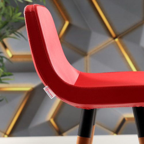 Gabriel Ceviz Ahşap Ayaklı Bar Sandalyesi (Kırmızı Deri)