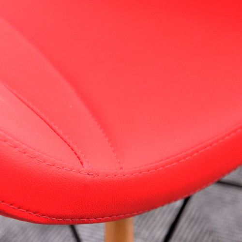Focus Natural Ahşap Ayaklı Sandalye (Kırmızı Deri)
