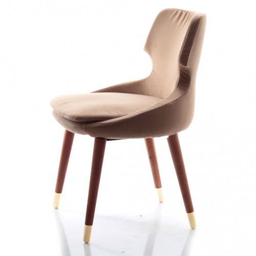 Simge Ceviz Ahşap Ayaklı Prinç Uclu Sandalye (Kumaş 419)