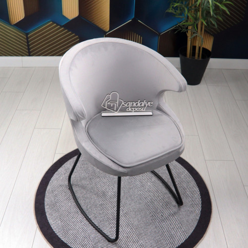 Rivera Boyalı Transmisyon Ayaklı Metal Sandalye (Açık Gri Kumaş)