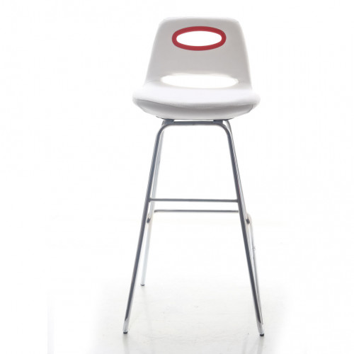 Bolder Eyfel Krom Ayaklı Bar Sandalyesi Beyaz ( Deri )
