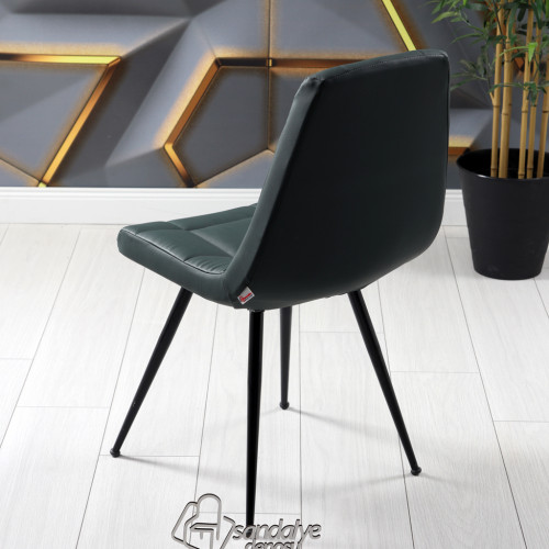 Gabriel 2 Metal Ayaklı Sandalye (Mat Yeşil Deri)
