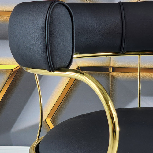 Rosin Metal Sandalye Gold Kaplama (Siyah Deri)