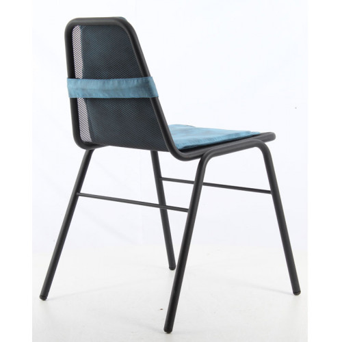 Foça Metal Sandalye Minderli Siyah
