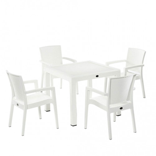 Nazia Camlı Masa Sandalye Takımı Beyaz 90x90