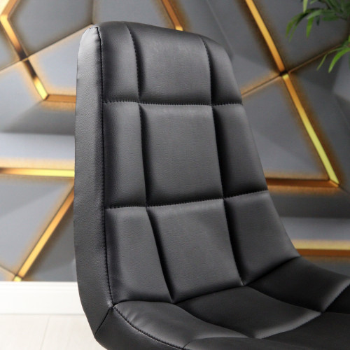 Gabriel 2 Silindir Siyah Metal Ayaklı Sandalye (Siyah Deri)