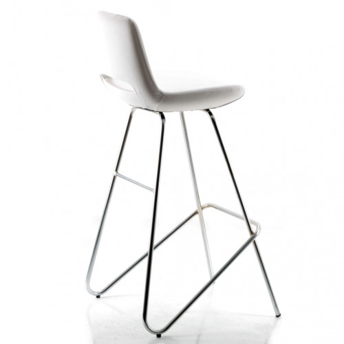 Rasko Eyfel krom ayaklı bar sandalyesi 75 h (Deri Beyaz)