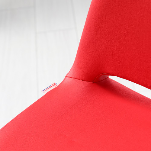 Rasko Natural Ahşap Ayaklı Bar Sandalyesi (Kırmızı Deri)
